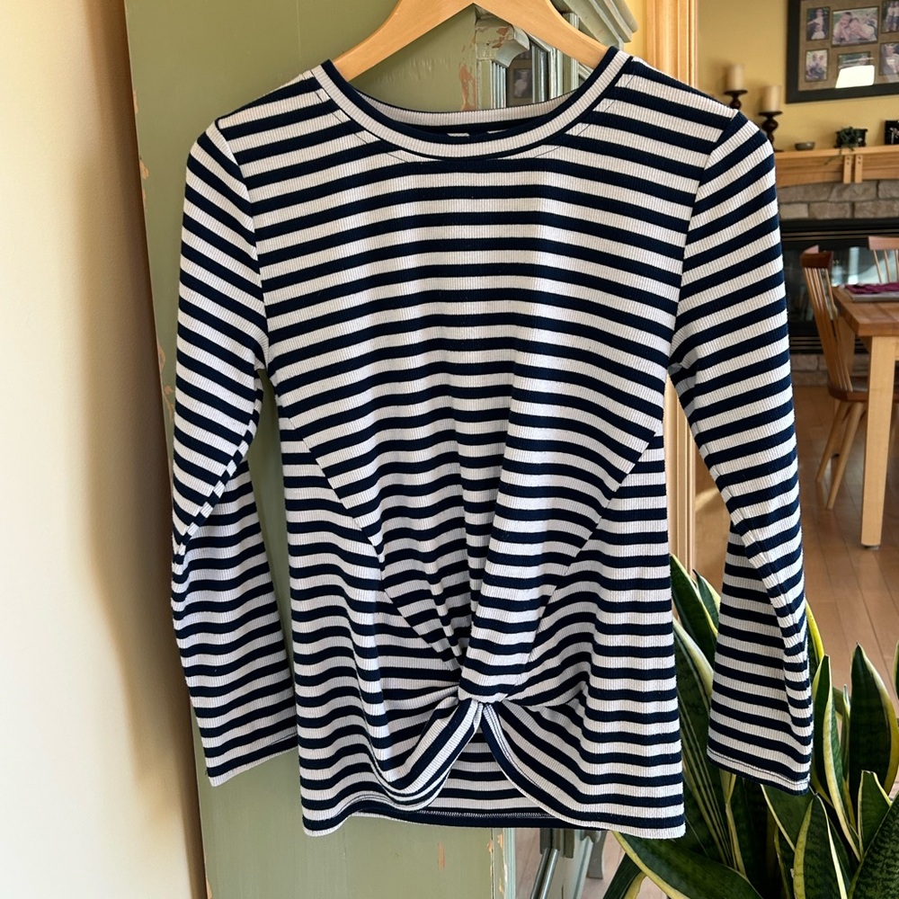 Anthropologie Sunday in Brooklyn Women’s Striped Long Sleeve Knot Waist Top XS